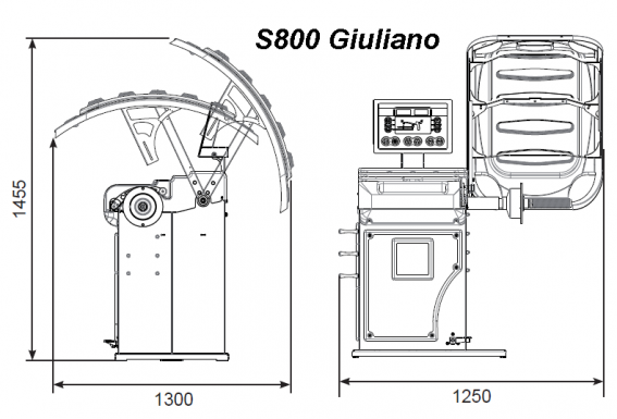 S800 балансировочный станок Giuliano размеры