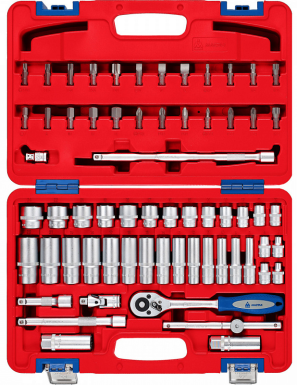 01-064C  МАСТАК Набор головок 3_8 и бит 64 пр