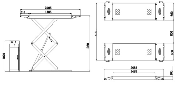 KRW350SF Ножничный подъемник размеры